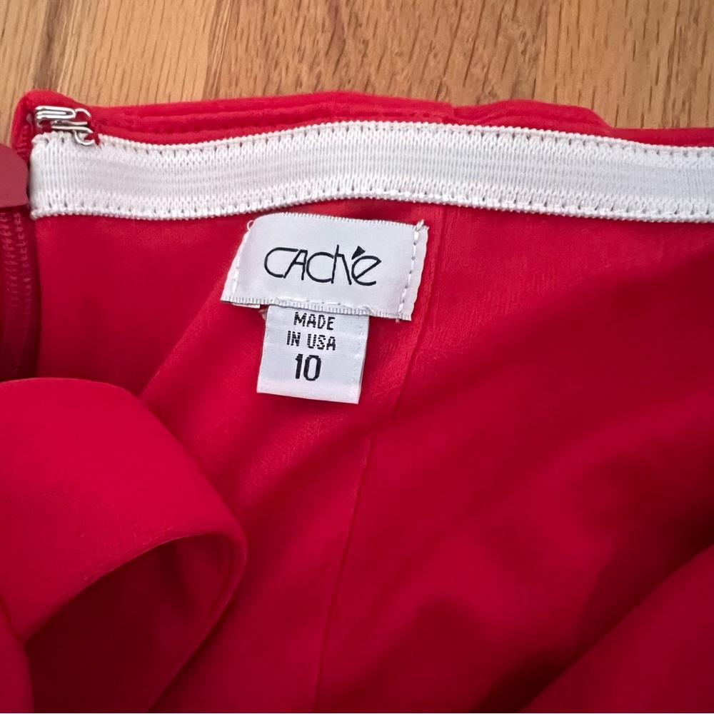 Cache One-Shoulder Pinkish Red Cocktail Dress | Size 10 | Like New - Picture 5 of 9